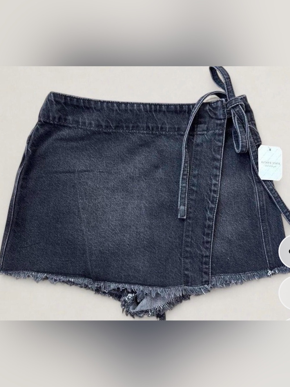 Altar'd State Black Denim Wrap Skort
